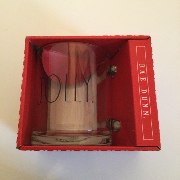 Rae Dunn “JOLLY.” Christmas Glass 18 oz Mug New In Box - Picture 2 of 4